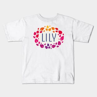 Lily name with colorful leaves Kids T-Shirt